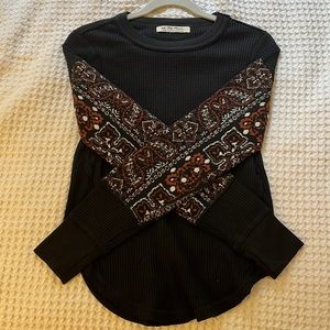 Free People never been worn black waffle tee.